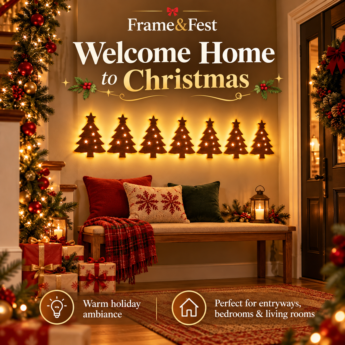 Frame and Fest LED Christmas wall decorations